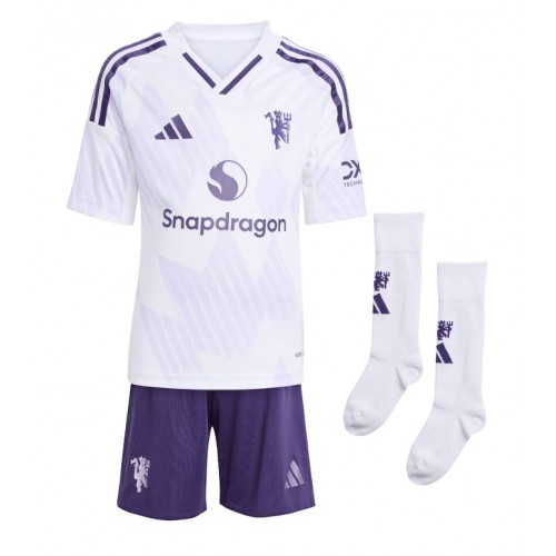 Manchester United Manuel Ugarte #25 Replik Auswärtstrikot Kinder 2025-26 Kurzarm (+ Kurze Hosen)